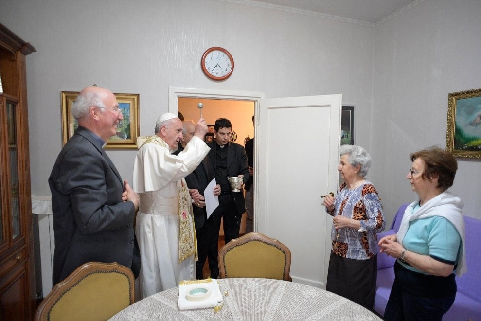 Pope Francis blesses homes outside of Rome