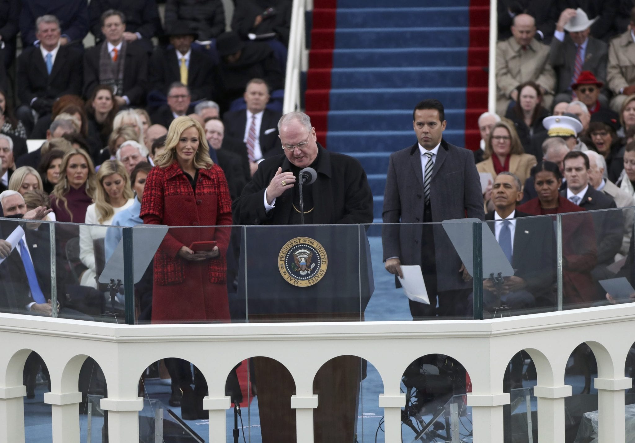 Jesuit chaplain gives benediction at post-inaugural luncheon