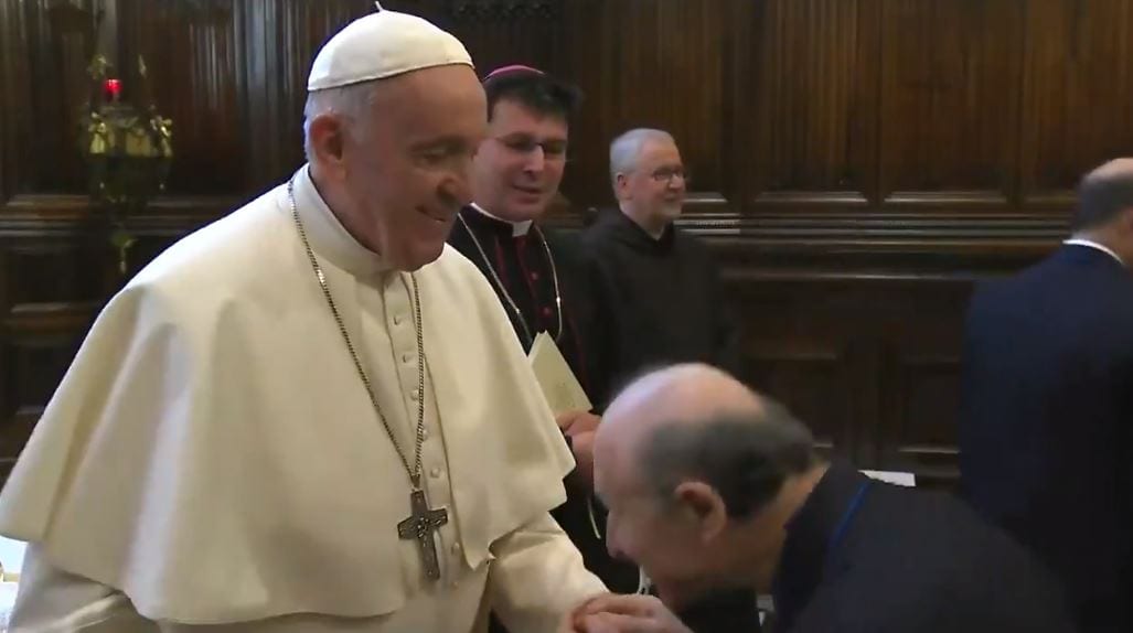 Pope explains reluctant ring kiss: Fear of spreading germs
