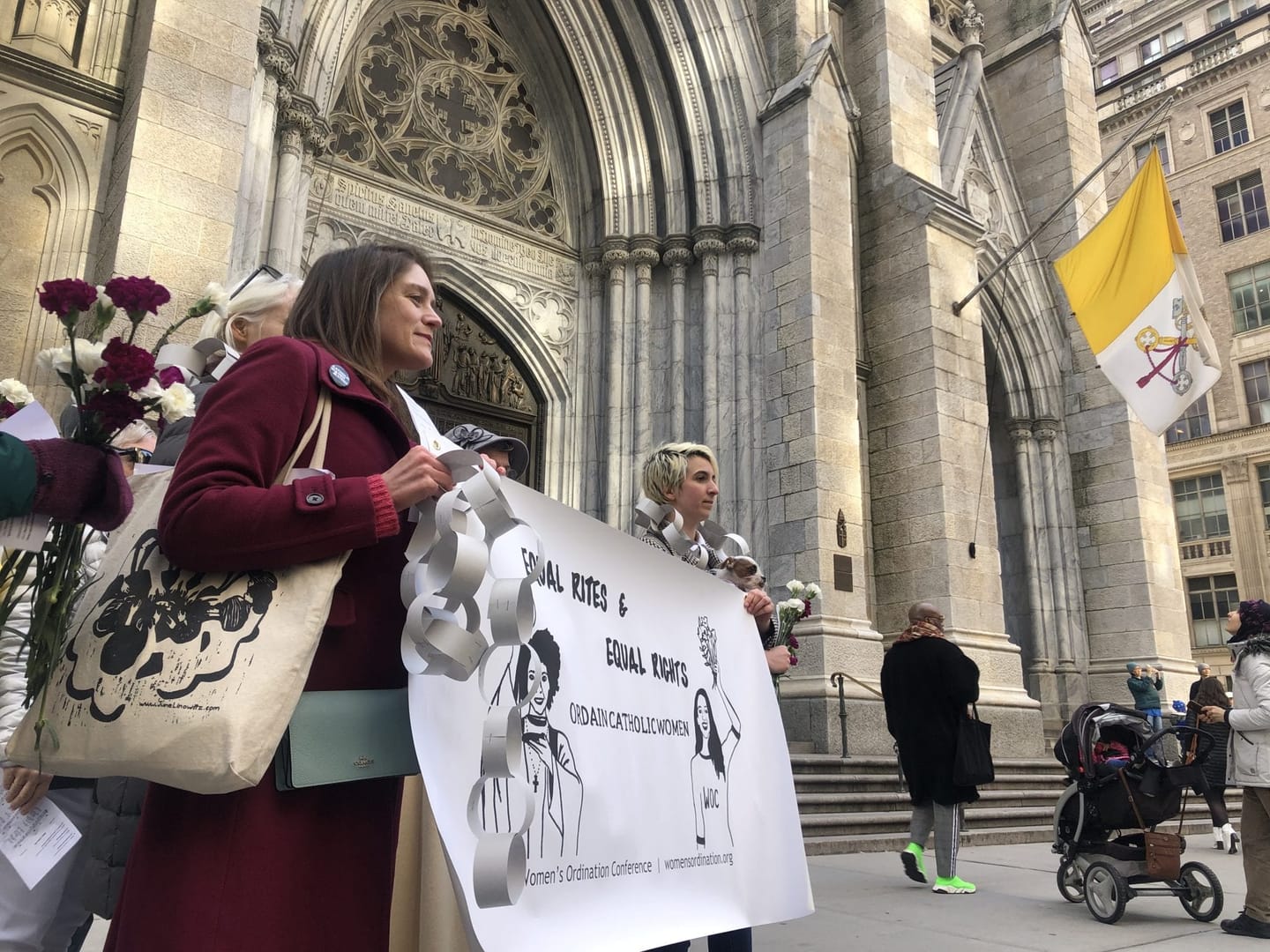 Protestors seek female ordination during Women’s Day march in New York