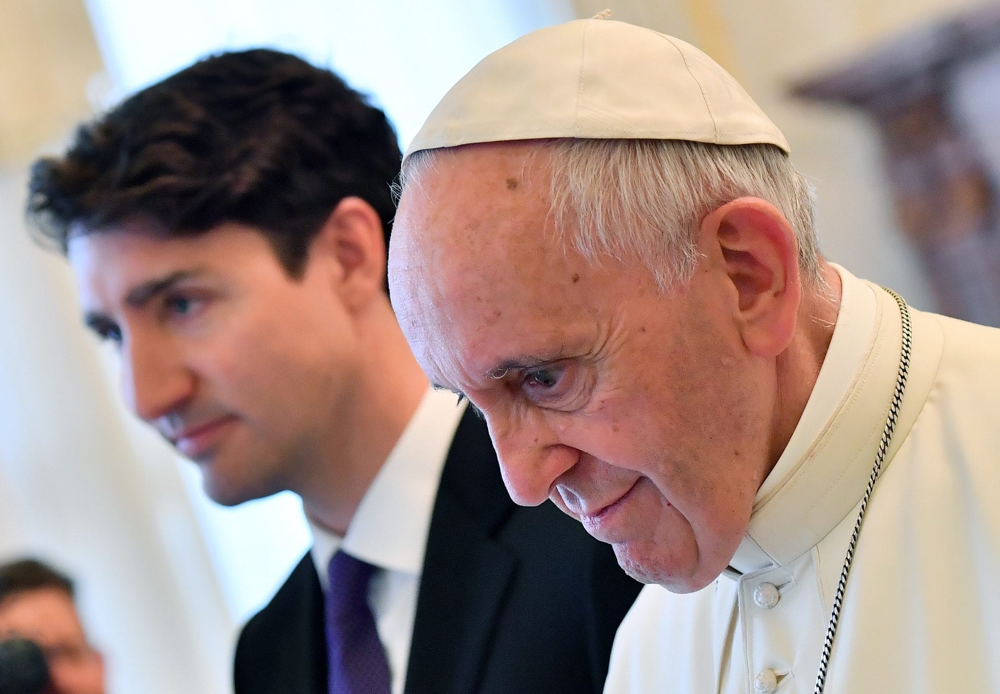 Canadian Prime Minister Trudeau meets Pope Francis at the Vatican