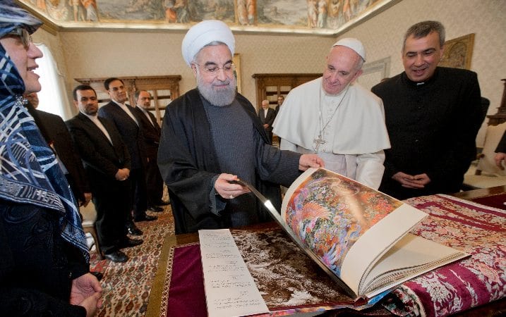 Pope Francis meets Iranian leader to discuss Middle East, possible trip