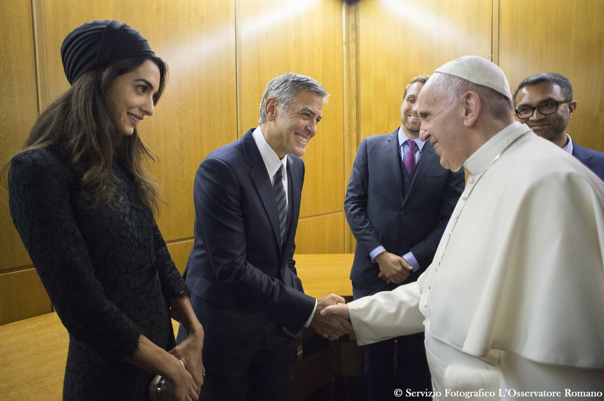 Pope shares stage with movie stars Clooney, Gere and Hayek