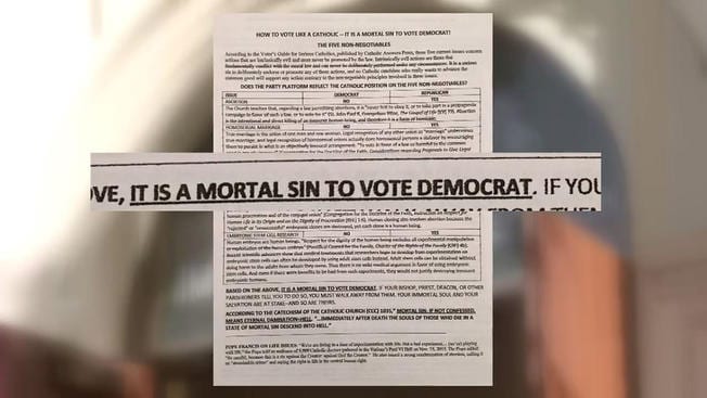 Diocese slams bulletin insert saying voting Democratic risks Hell