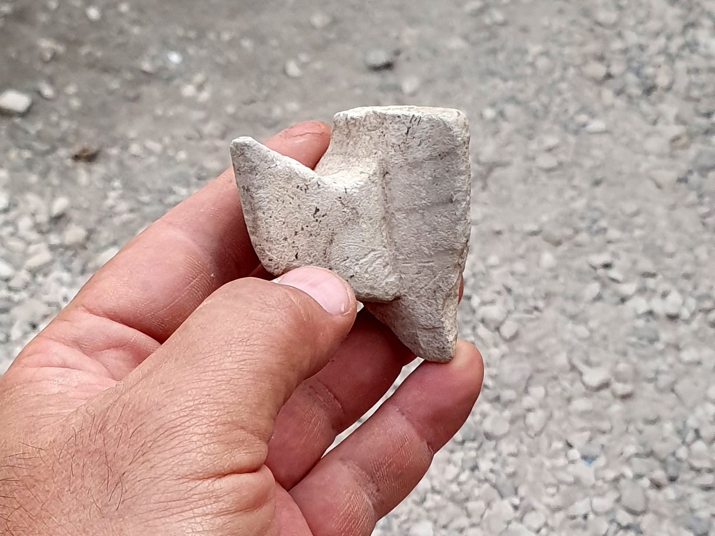 One of the measuring cup fragments found in Yavne. (Credit: Pablo Betzer/Israel Antiquities Authority.)