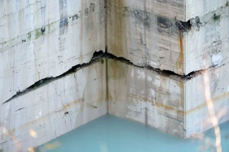 A wall of sectioned travertine is seen at the Degemar Quarry near Tivoli, Italy, 35 kilometers east of Rome, on Friday, Feb. 13, 2026, where 17th-century Baroque architect Gian Lorenzo Bernini selected travertine for the colonnade of St. Peter's Square. (Credit: Gregorio Borgia/AP.)