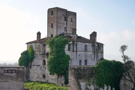 View of the farmhouse at the Degemar Quarry near Tivoli, Italy, 35 kilometers east of Rome, where 17th-century Baroque architect Gian Lorenzo Bernini selected travertine for the colonnade of St. Peter's Square, is shown on Friday, Feb. 13, 2026. (Credit: Gregorio Borgia/AP.)