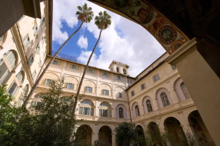 A view of the cloister of the Basilica of Santa Maria sopra Minerva in Rome, Wednesday, March 18, 2026. (Credit: Domenico Stinellis/AP.)