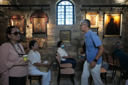 Devotees pray inside the Ephesus House, a replica of the House of the Virgin Mary in Ephesus, Turkey, at Alfonso town, Cavite province, Philippines on July 16, 2026. (Credit: Aaron Favila/AP.)