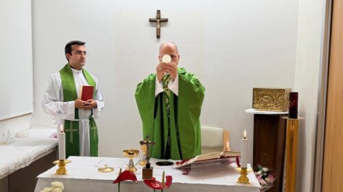 First images released of Pope Leo celebrating Mass at hospital after cancer surgery